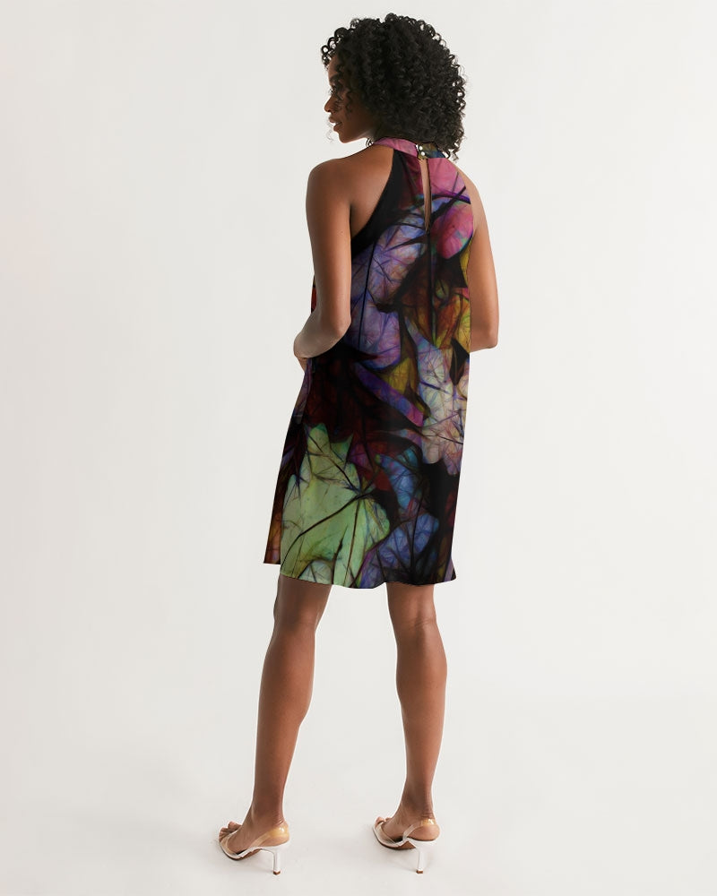 Fall Leaves Abstract Women's Halter Dress