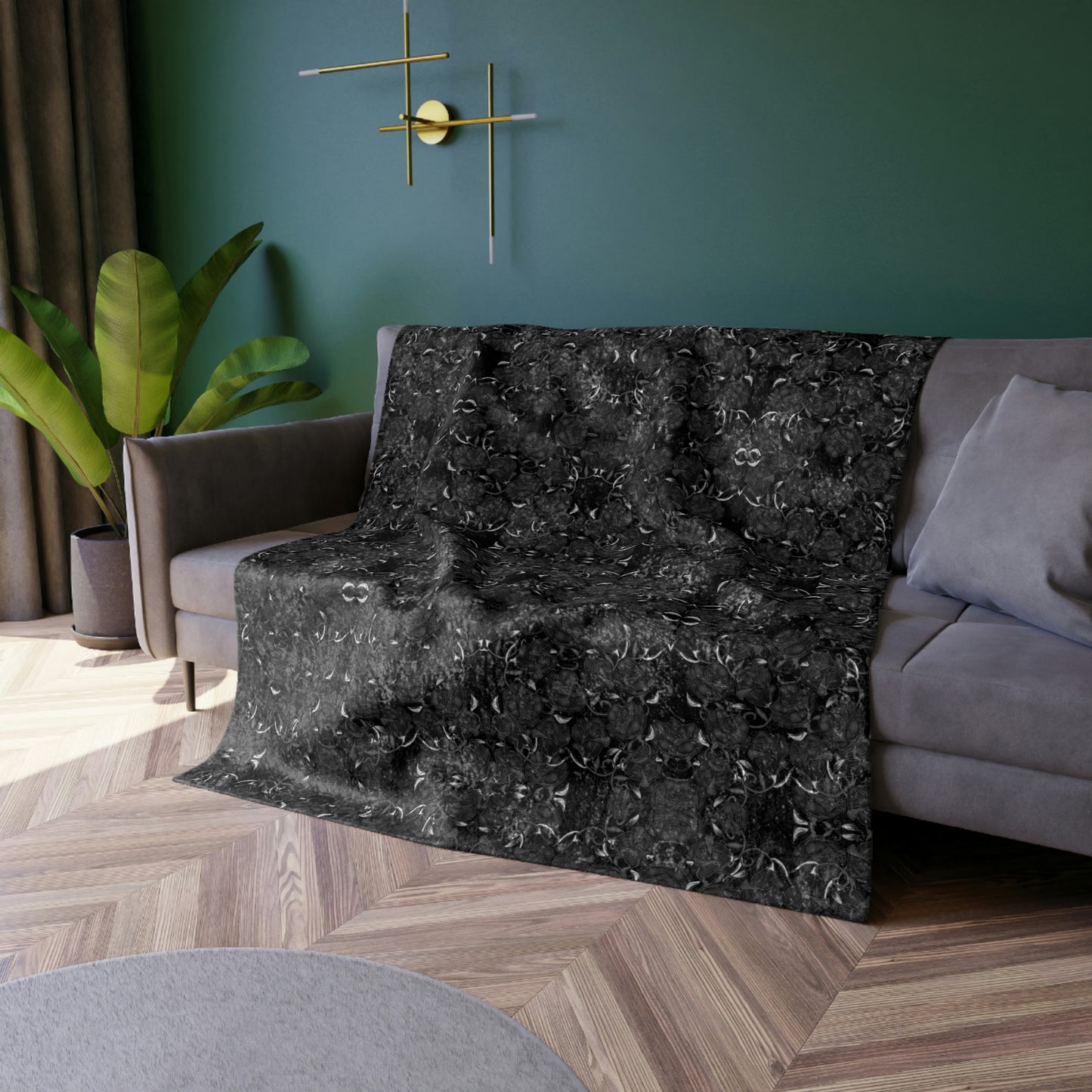 Black Roses Crushed Velvet Blanket