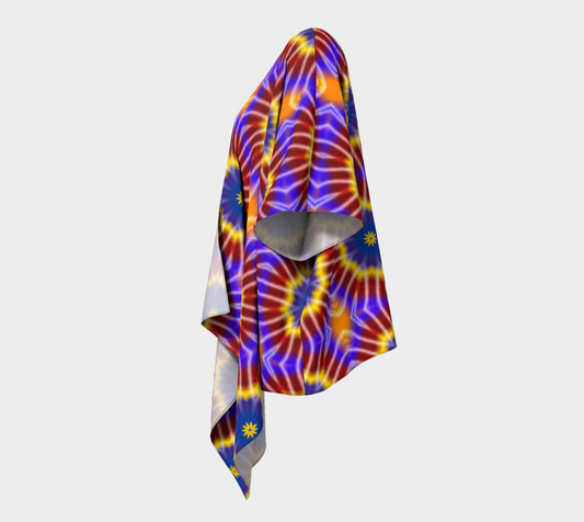 Rainbow Tie Dye Draped Kimono