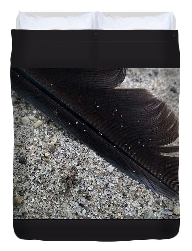 Feather On The Beach - Duvet Cover