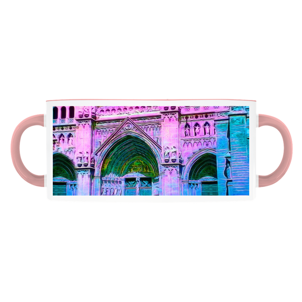 Blue and Pink Cathedral Doors Accent Mugs