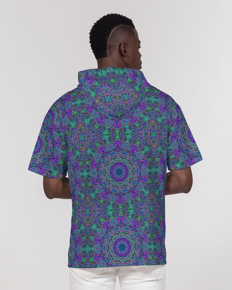 Blue Green Purple Kaleidoscope Men's Premium Heavyweight Short Sleeve Hoodie