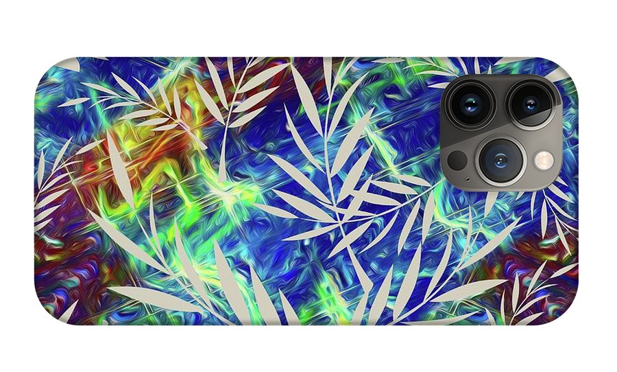 Fern Collage With Liquid Stripes - Phone Case