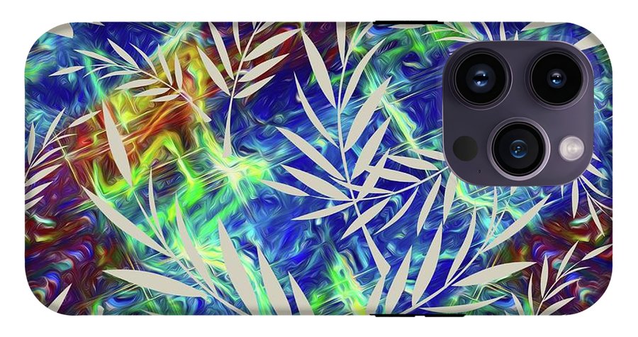 Fern Collage With Liquid Stripes - Phone Case