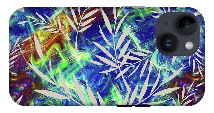 Fern Collage With Liquid Stripes - Phone Case