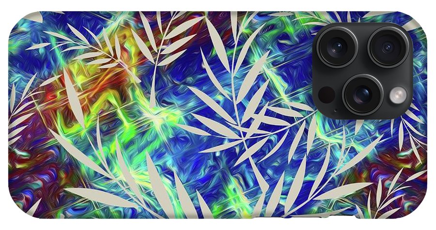 Fern Collage With Liquid Stripes - Phone Case