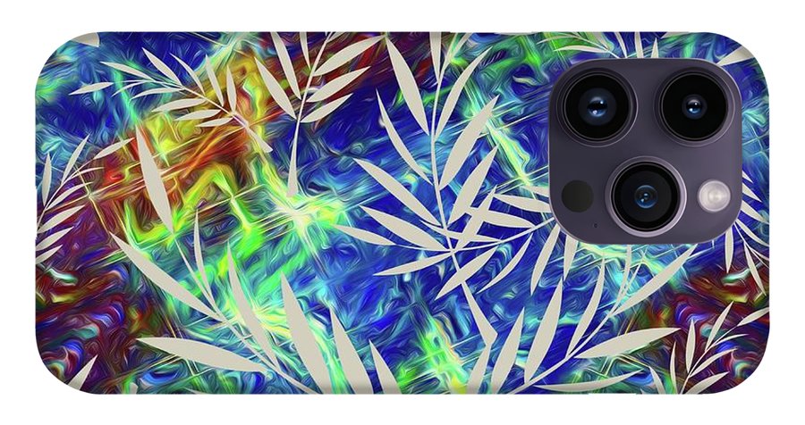 Fern Collage With Liquid Stripes - Phone Case