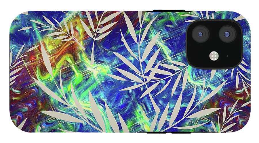 Fern Collage With Liquid Stripes - Phone Case