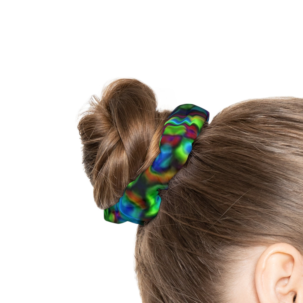 Blue and Green Kaleidoscope Scrunchie