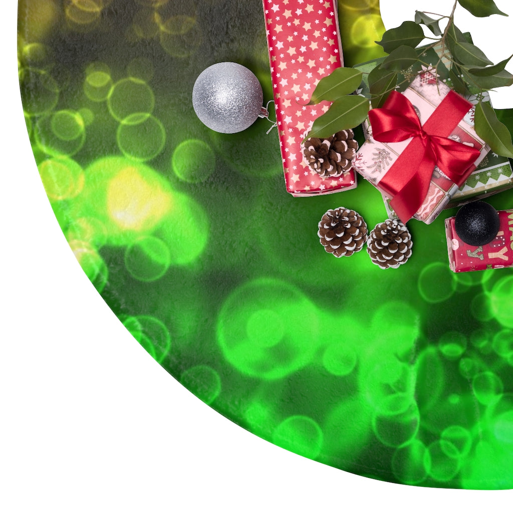 Red Green Bokeh Christmas Tree Skirts