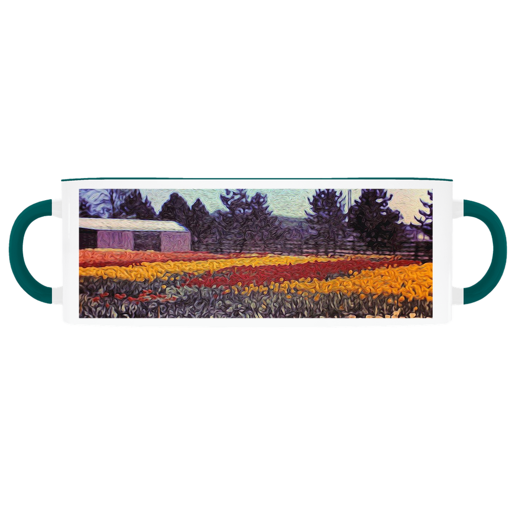 Vintage Travel Field of Tulips Accent Mugs