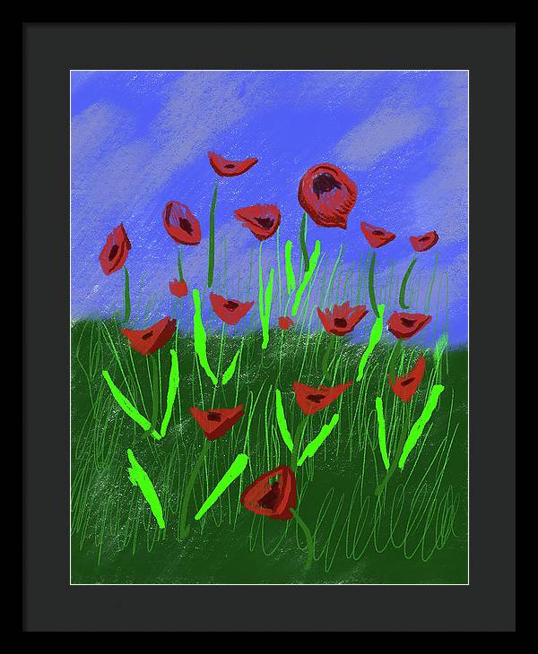 Field Of Poppies - Framed Print