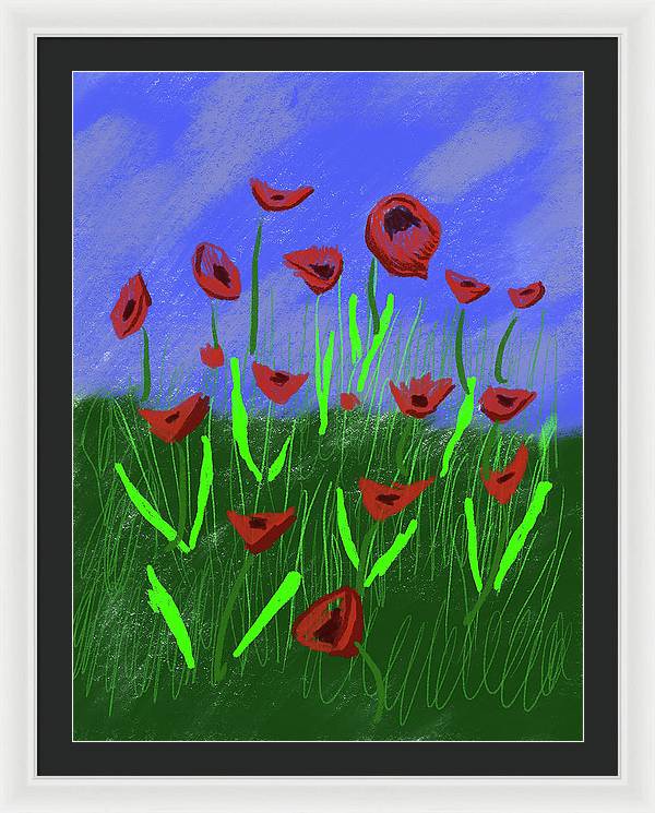 Field Of Poppies - Framed Print