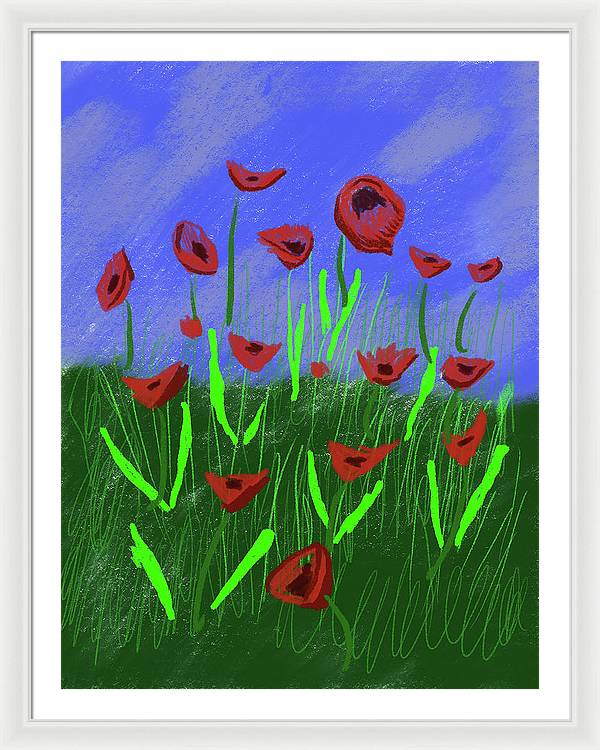 Field Of Poppies - Framed Print