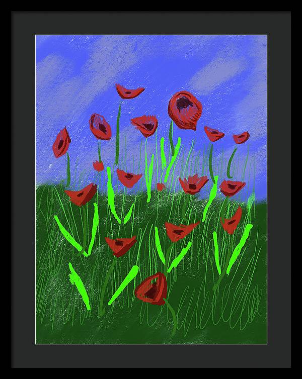 Field Of Poppies - Framed Print