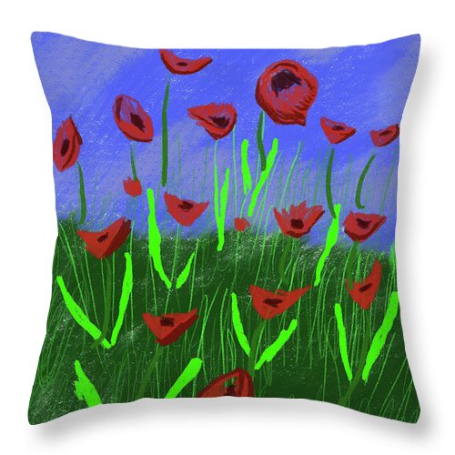 Field Of Poppies - Throw Pillow