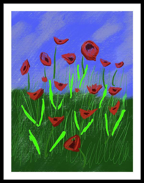 Field Of Poppies - Framed Print