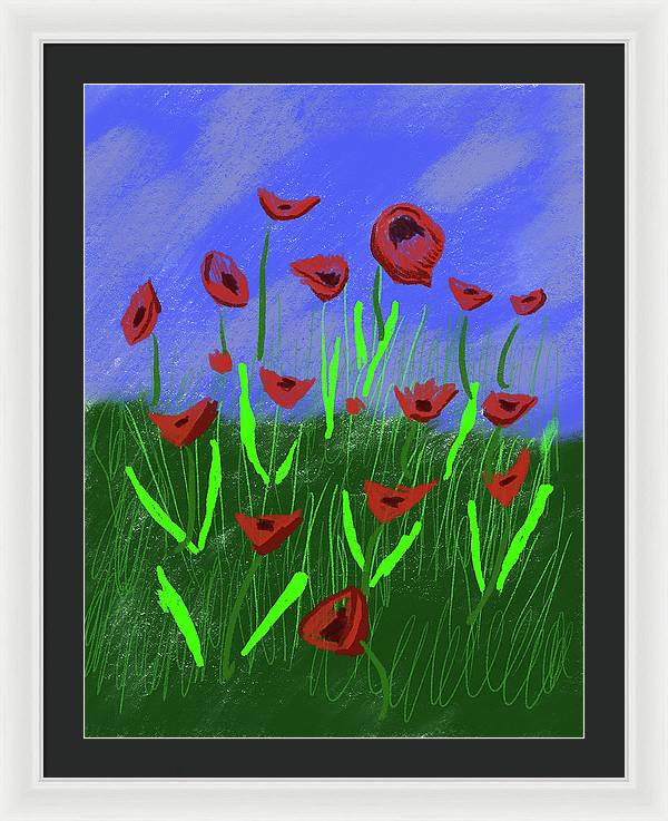 Field Of Poppies - Framed Print