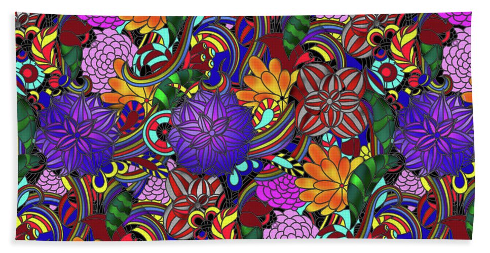 Flowers and Rainbows - Bath Towel