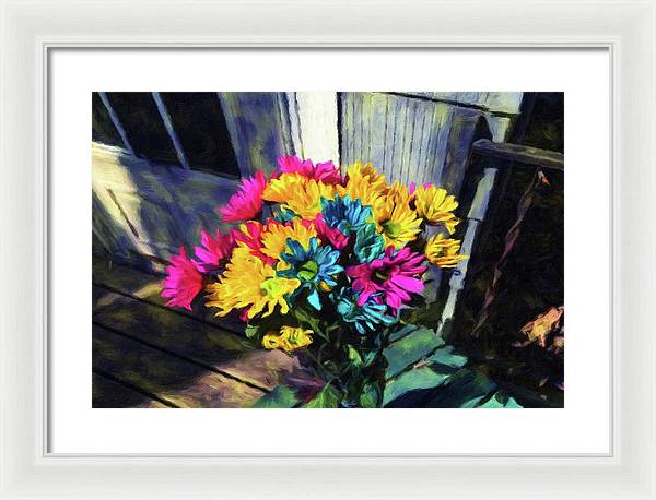 Flowers At The Door - Framed Print