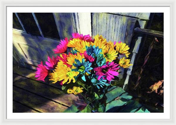 Flowers At The Door - Framed Print