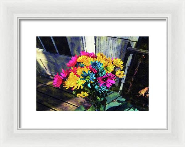 Flowers At The Door - Framed Print