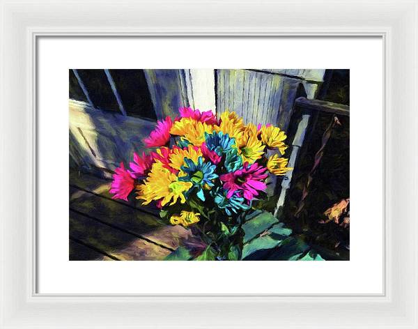 Flowers At The Door - Framed Print