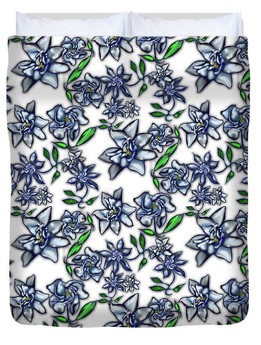 Gardenias on White - Duvet Cover