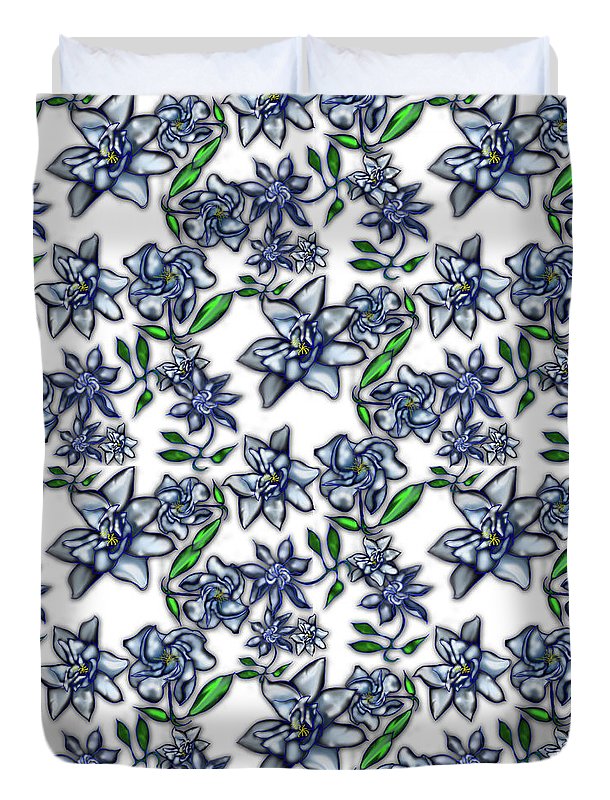 Gardenias on White - Duvet Cover