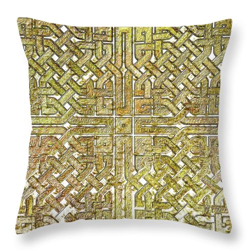 Gold Celtic Knot Square - Throw Pillow