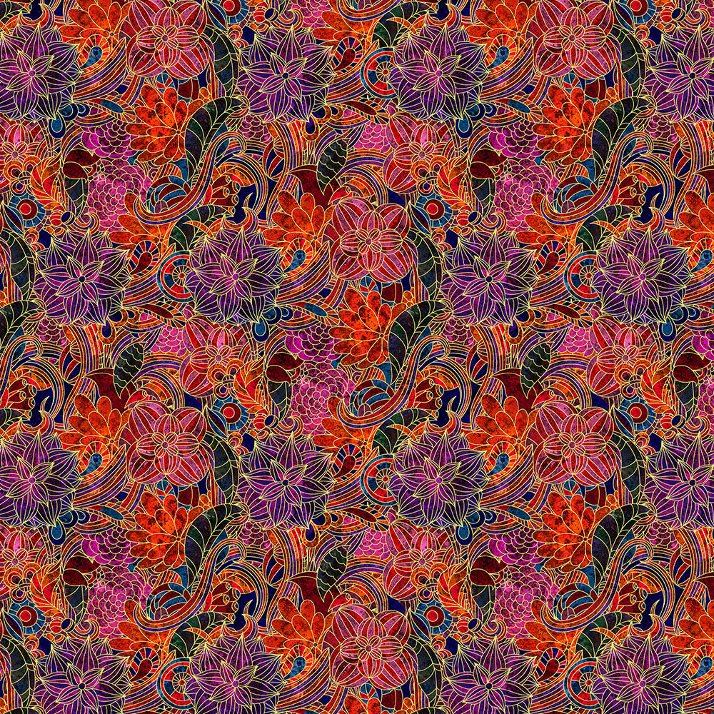 Golden Flower Pattern Digital Image Download