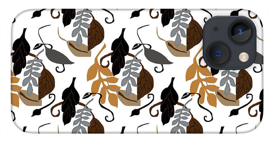 Gray Brown Black Neutral Leaves - Phone Case