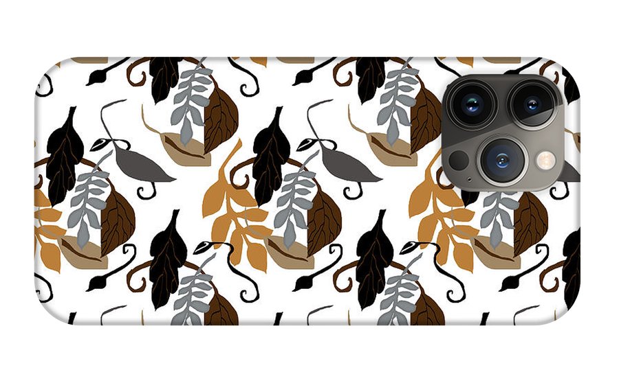 Gray Brown Black Neutral Leaves - Phone Case
