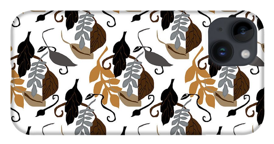 Gray Brown Black Neutral Leaves - Phone Case
