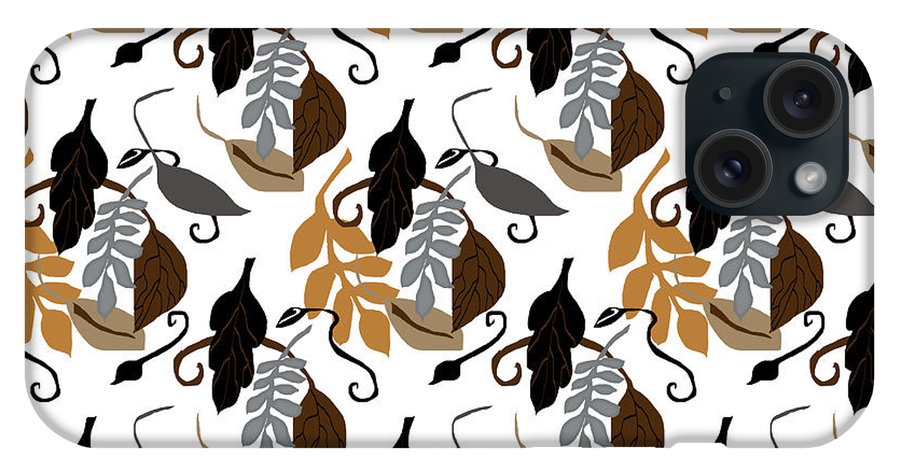 Gray Brown Black Neutral Leaves - Phone Case