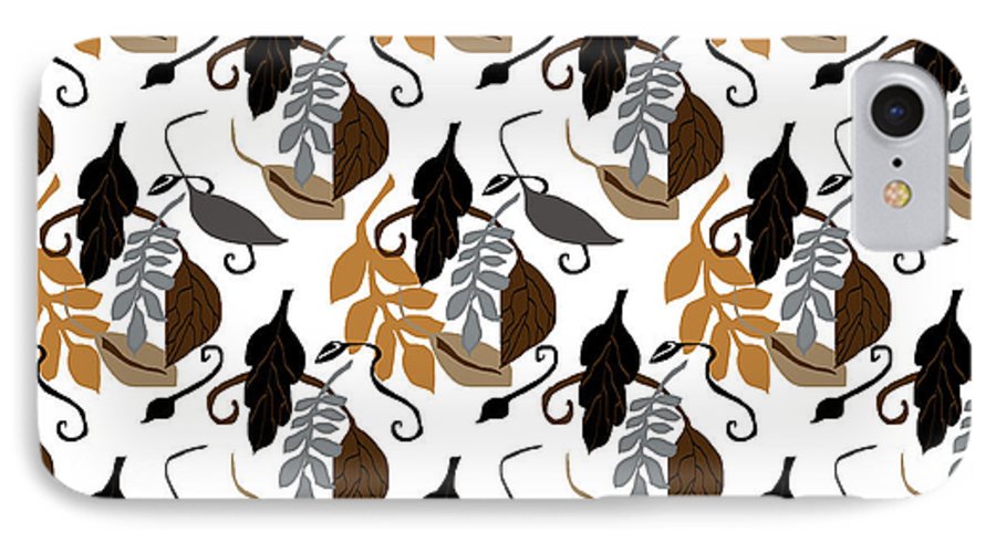 Gray Brown Black Neutral Leaves - Phone Case