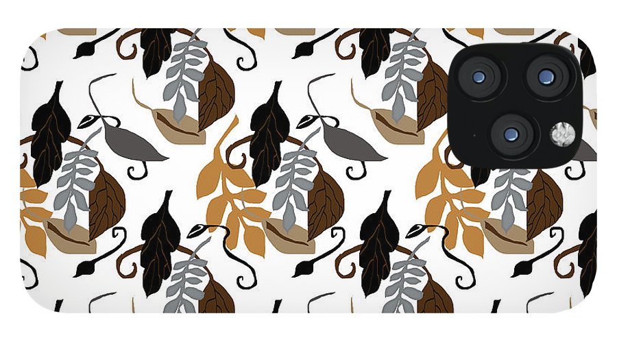 Gray Brown Black Neutral Leaves - Phone Case