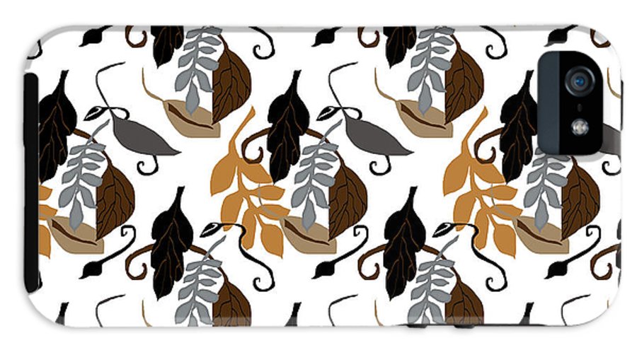 Gray Brown Black Neutral Leaves - Phone Case