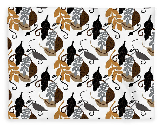 Gray Brown Black Neutral Leaves - Blanket
