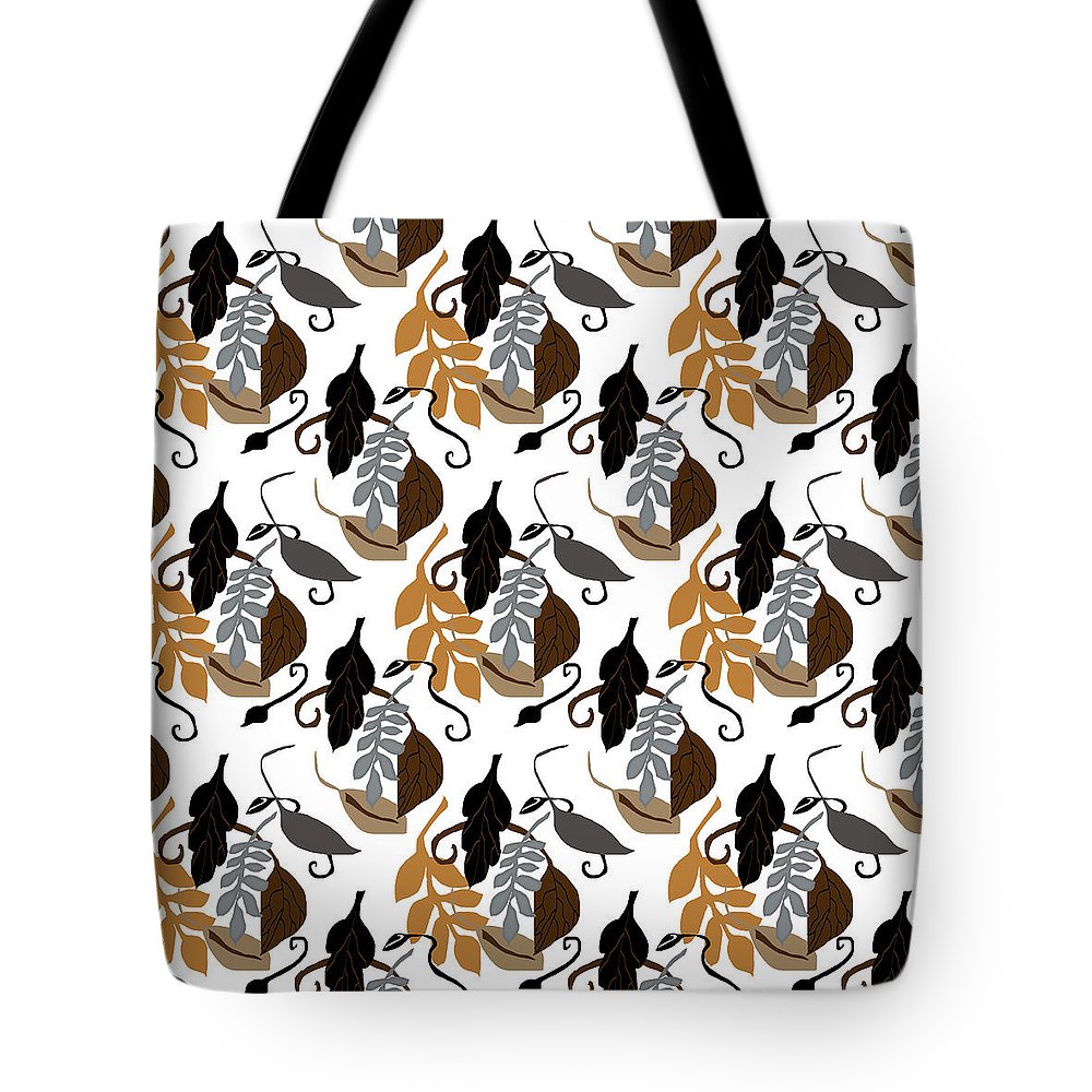 Gray Brown Black Neutral Leaves - Tote Bag
