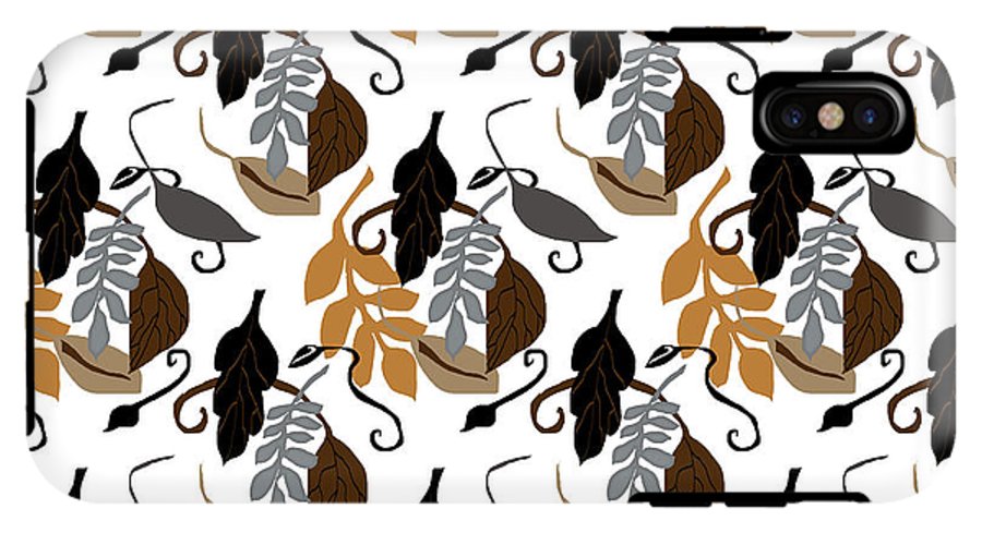 Gray Brown Black Neutral Leaves - Phone Case