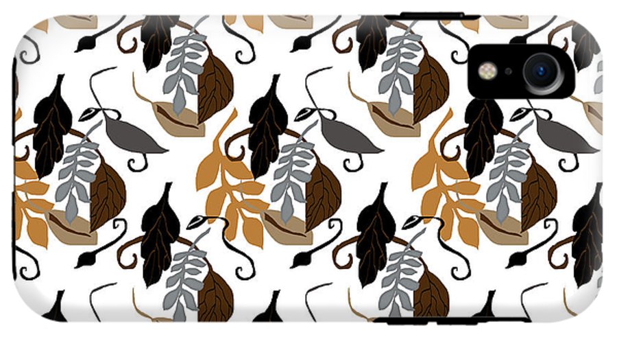 Gray Brown Black Neutral Leaves - Phone Case