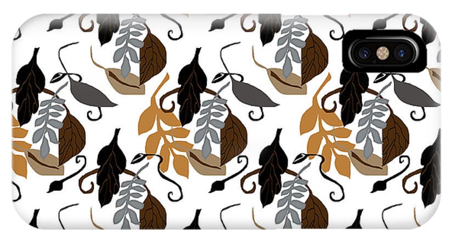 Gray Brown Black Neutral Leaves - Phone Case