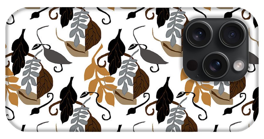 Gray Brown Black Neutral Leaves - Phone Case