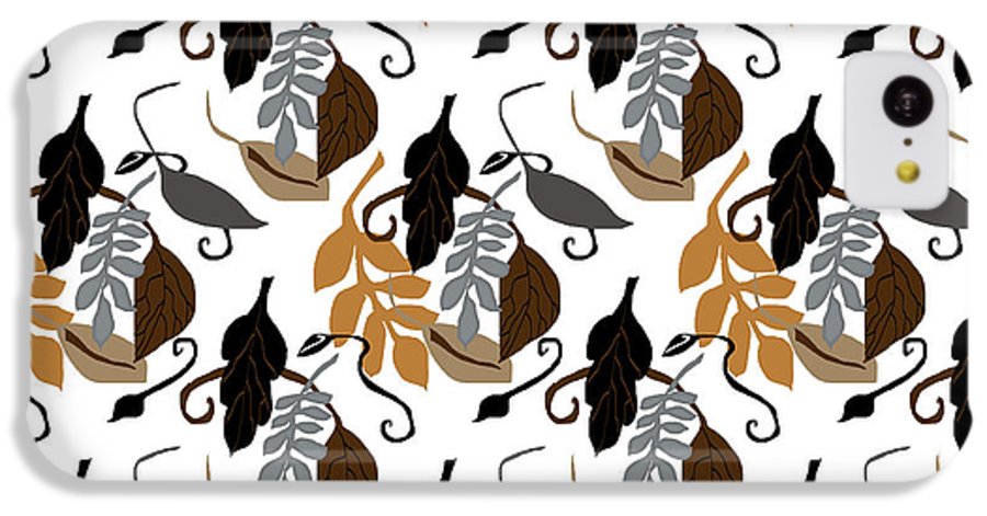Gray Brown Black Neutral Leaves - Phone Case