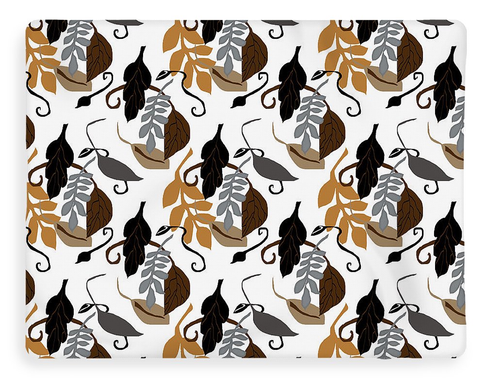 Gray Brown Black Neutral Leaves - Blanket