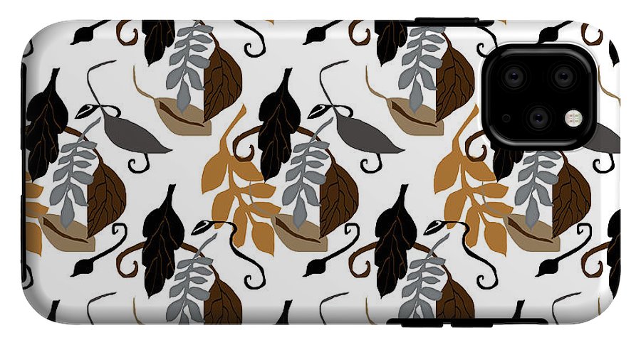 Gray Brown Black Neutral Leaves - Phone Case