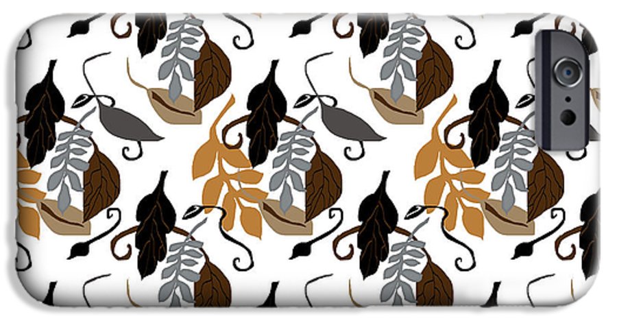 Gray Brown Black Neutral Leaves - Phone Case