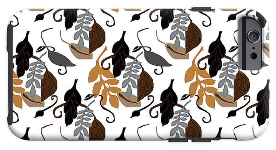 Gray Brown Black Neutral Leaves - Phone Case