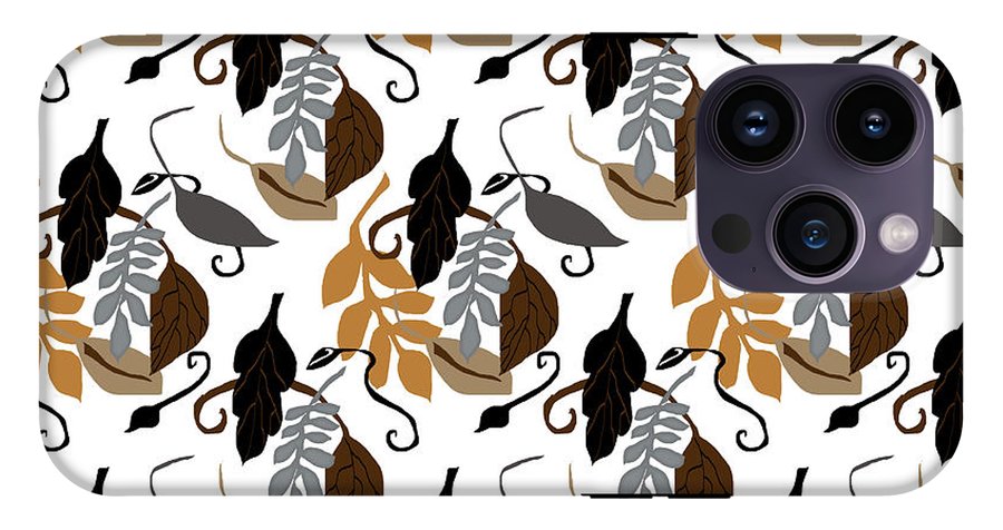 Gray Brown Black Neutral Leaves - Phone Case